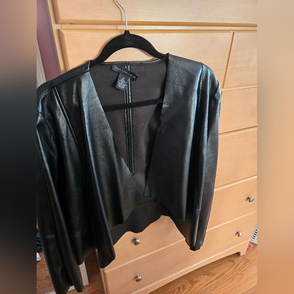 Black faux leather light jacket
